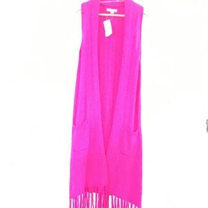 NWT long pink sweater vest NY Collection  Sz S